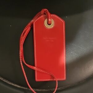 Kate Spade Red Leather Luggage Tag
